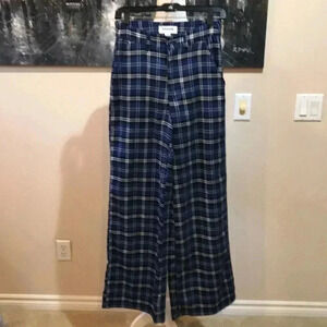 RSQ Blue white & black checkered print Wide Leg Front Pockets Belt Loops Pants-S